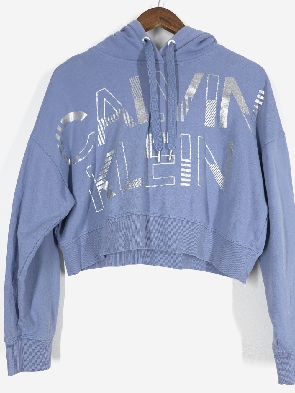 Calvin Klein Performance Cropped Hoodie Blue Silver Logo Women’s M